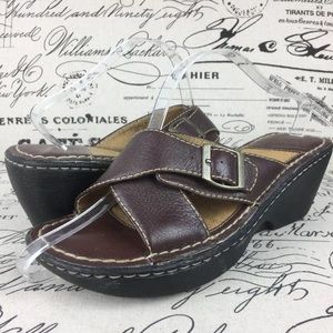 Thom McAn  Leather Upper Slide Wedge Sandal Clog